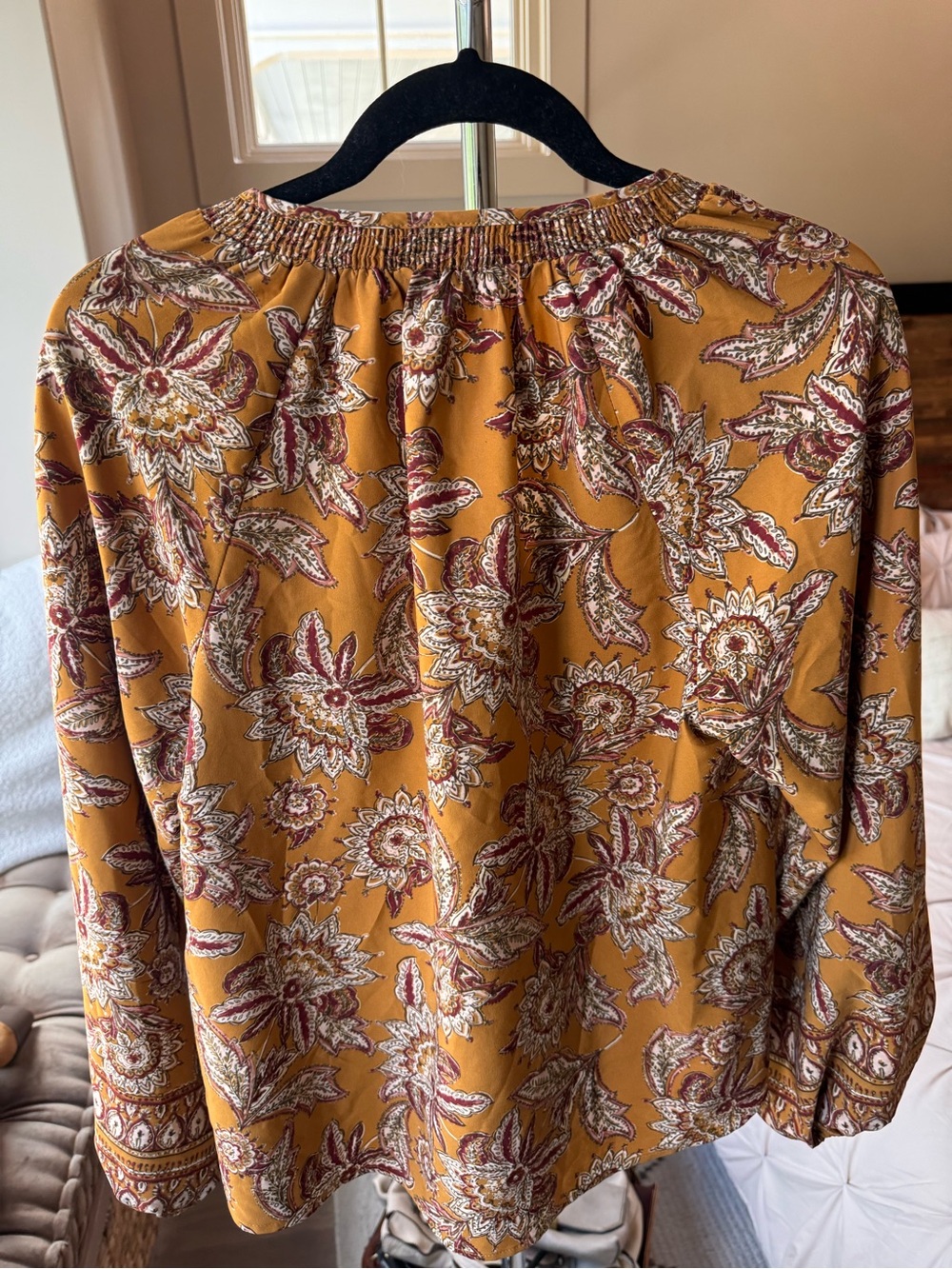 Evereve bohemian floral blouse size Large Vacation summer made in the USA - Picture 6 of 8